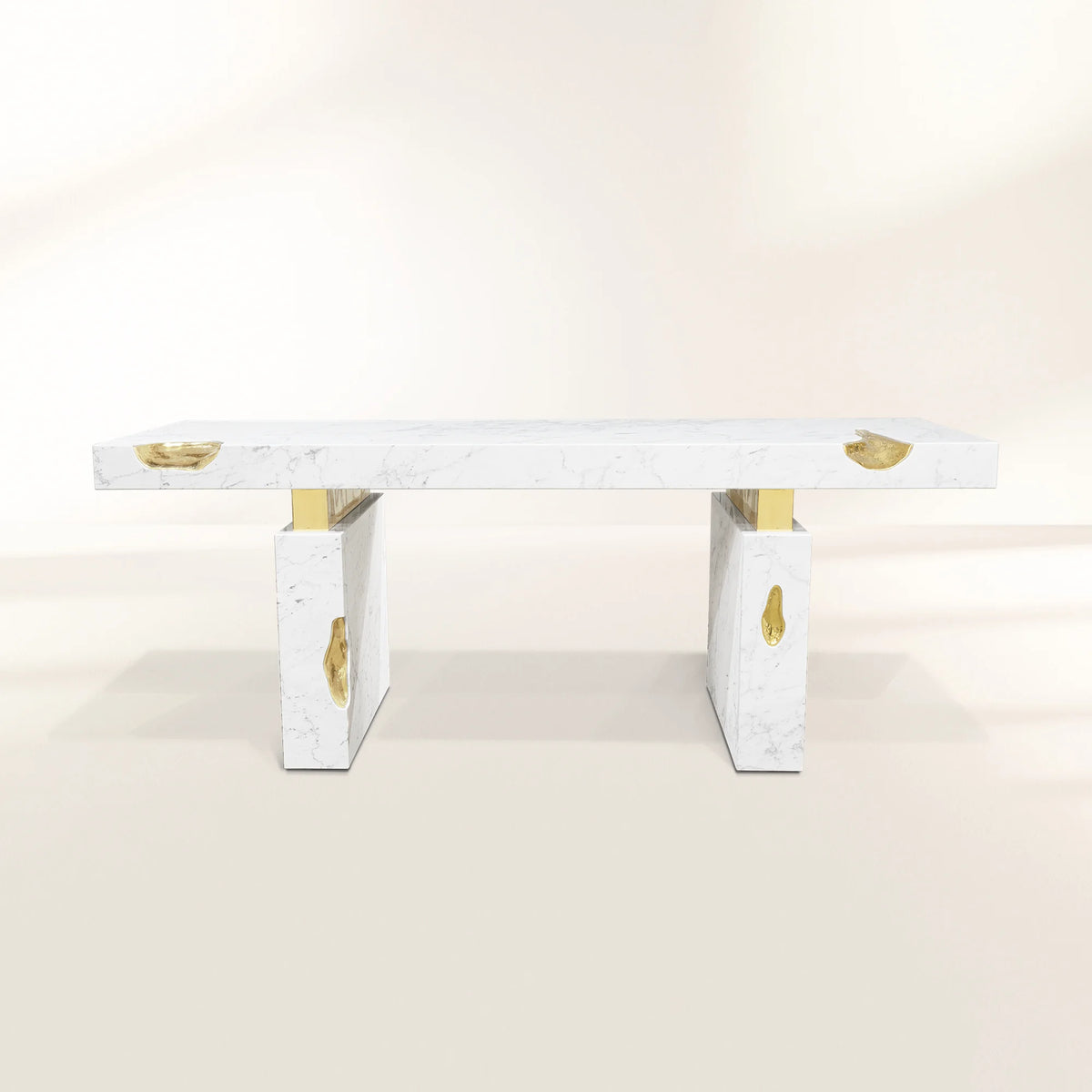 Empire Cracked Brass Inlay Marble Luxury Desk