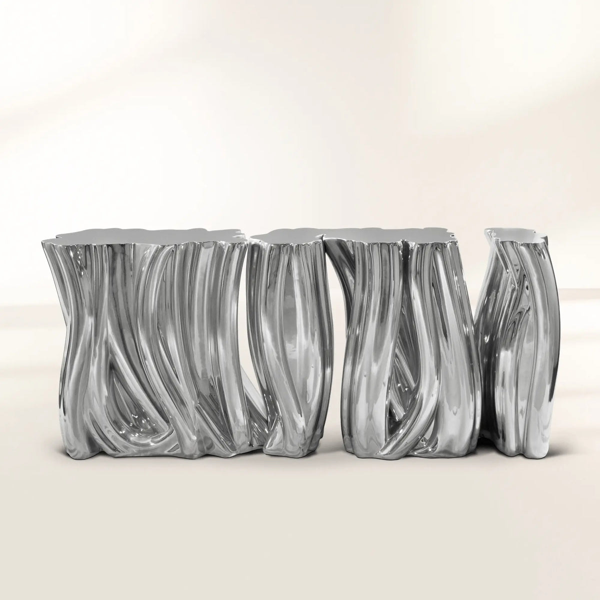 Monochrome Consoles Fluid Sculptural Resin Entryways Cabinet Table