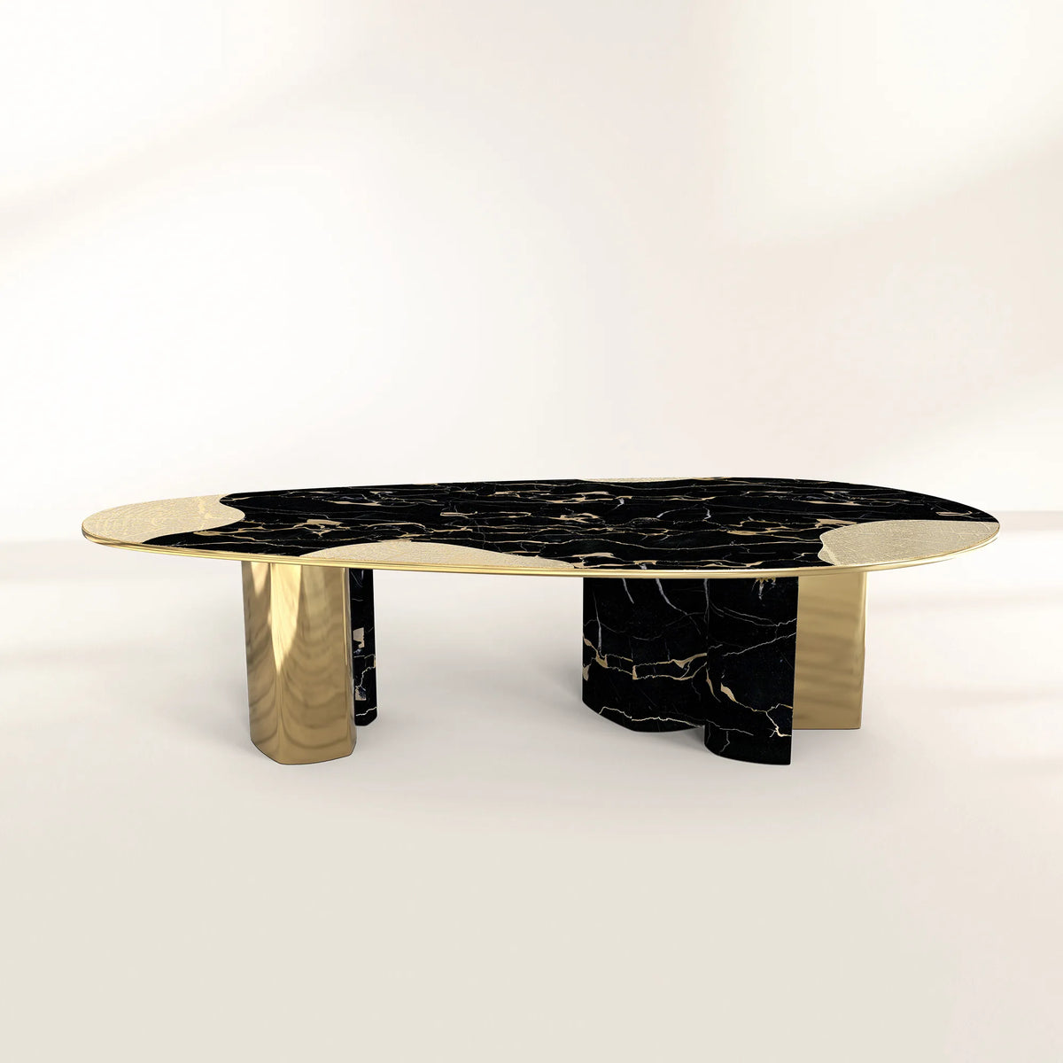 Ophelia Oval Carrara Marble & Gold Dining Table