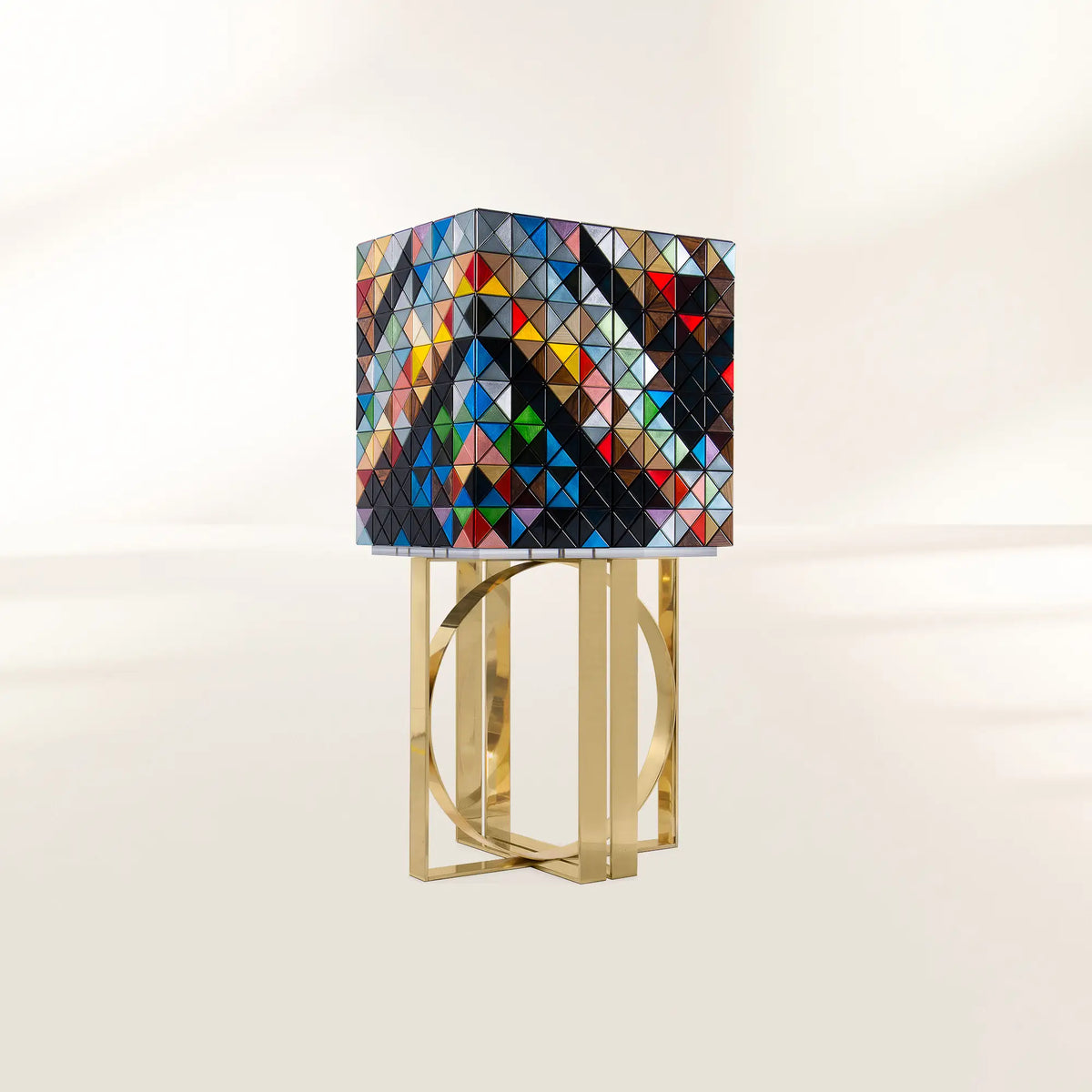 Luxury Geometric Bar Cabinet with Pixel-Inspired Design & Hidden Storage