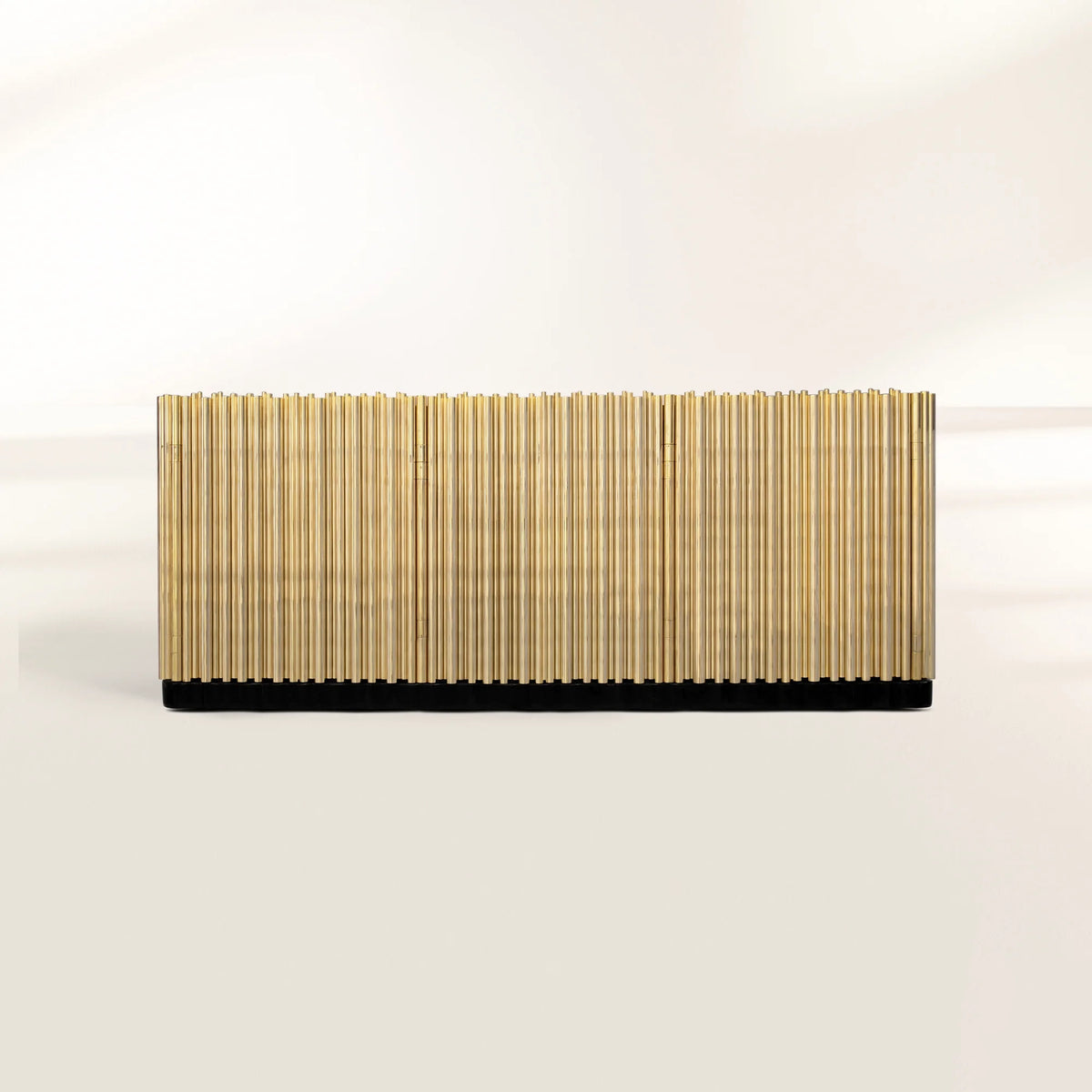 Luxury Brass Sideboard Cabinet with Sculptural Doors & Hidden Storage