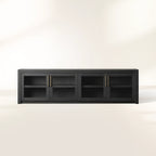 Bodhi Oak Medienkonsole, TV-Ständer aus Holz, Beistellschrank, rustikale TV-Aufbewahrungseinheit, Sideboard