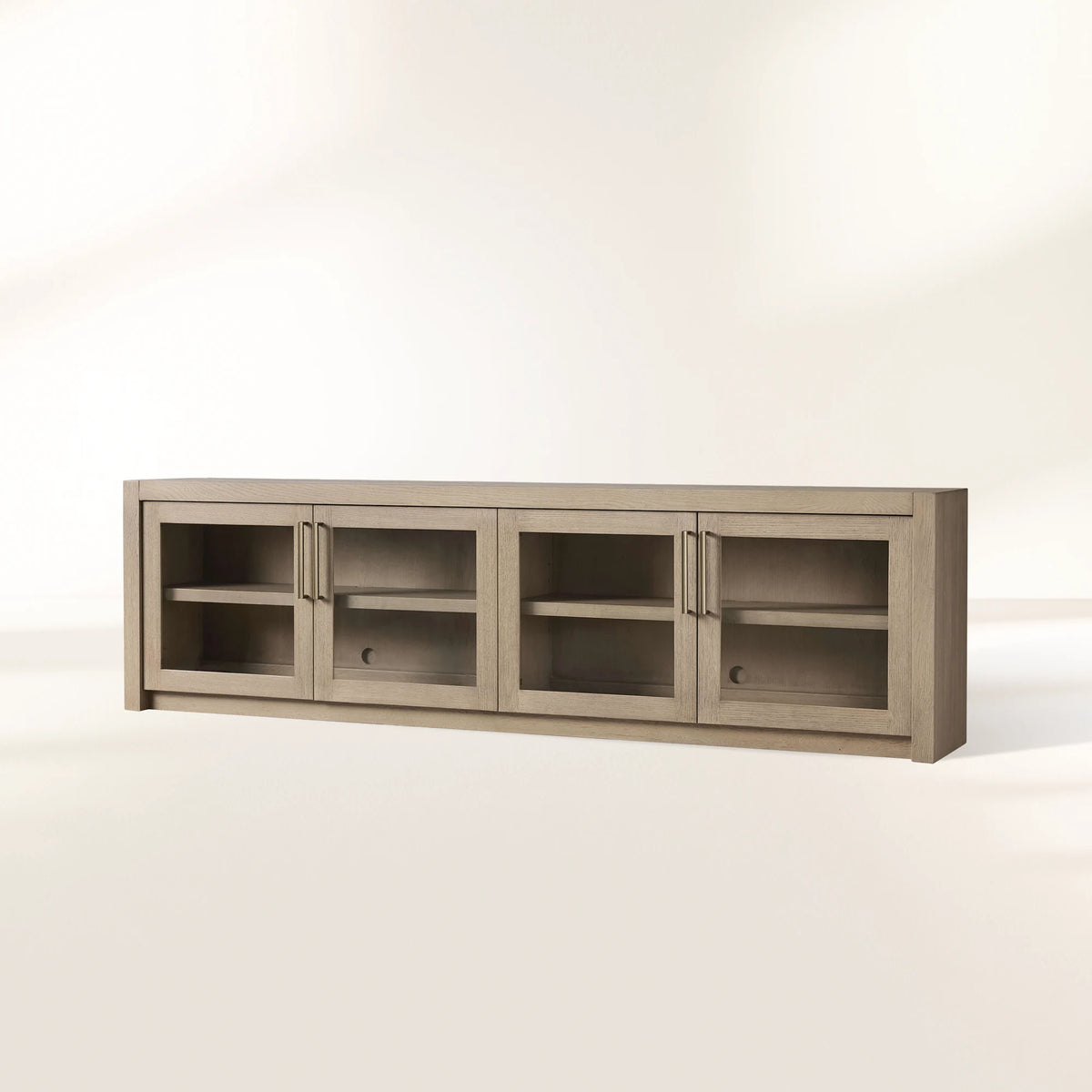 Bodhi Oak Medienkonsole, TV-Ständer aus Holz, Beistellschrank, rustikale TV-Aufbewahrungseinheit, Sideboard