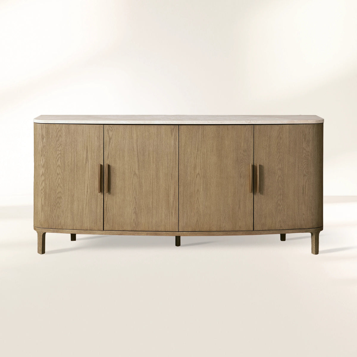 Danny Country Oak Buffet Sideboard Marble Top Media TV Cabinet Wood Entryways Cabinet