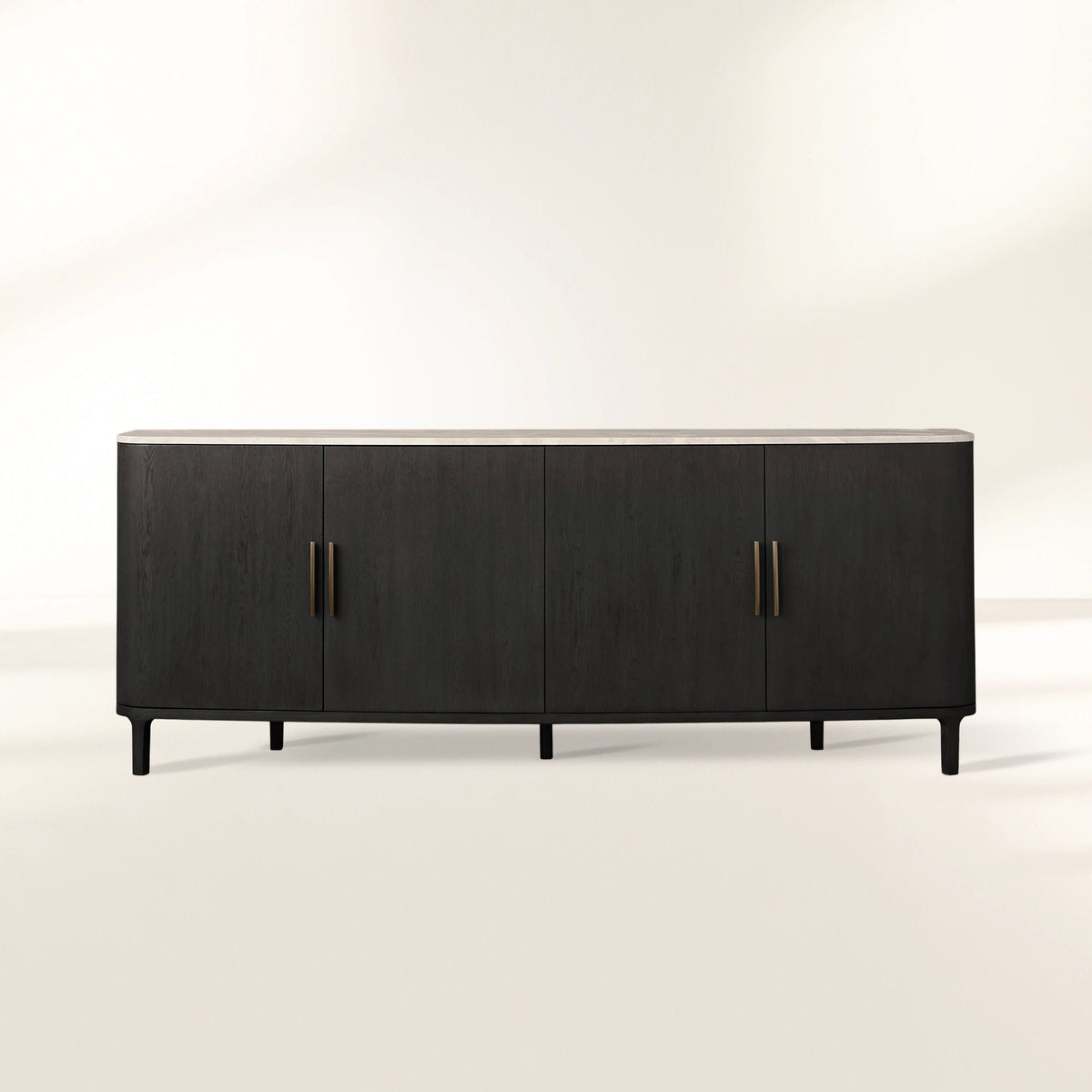Danny Country Oak Buffet Sideboard Marble Top Media TV Cabinet Wood Entryways Cabinet