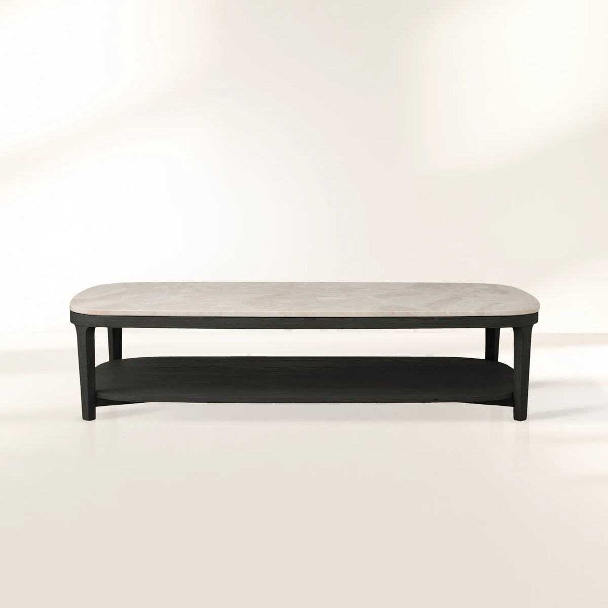 Danny Rectangle Coffee Table with Marble Top Oak & Wood Cocktail Table Living Room Center Tea Table