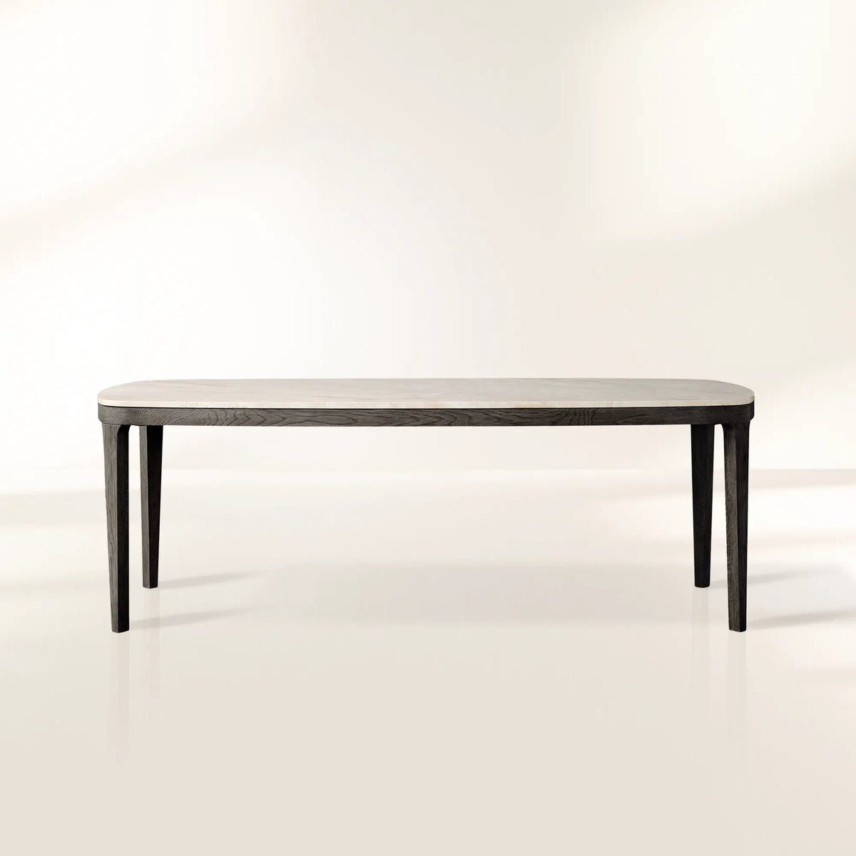 Danny Oak Wood Dining Table with Carrara Marble Tabletop