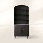 Danny Wood Hohe Vitrine mit Marmorplatte, Eichen-Sideboard, Buffet-Aufbewahrungstisch, Küchenschrank