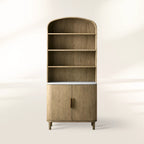 Danny Wood Hohe Vitrine mit Marmorplatte, Eichen-Sideboard, Buffet-Aufbewahrungstisch, Küchenschrank