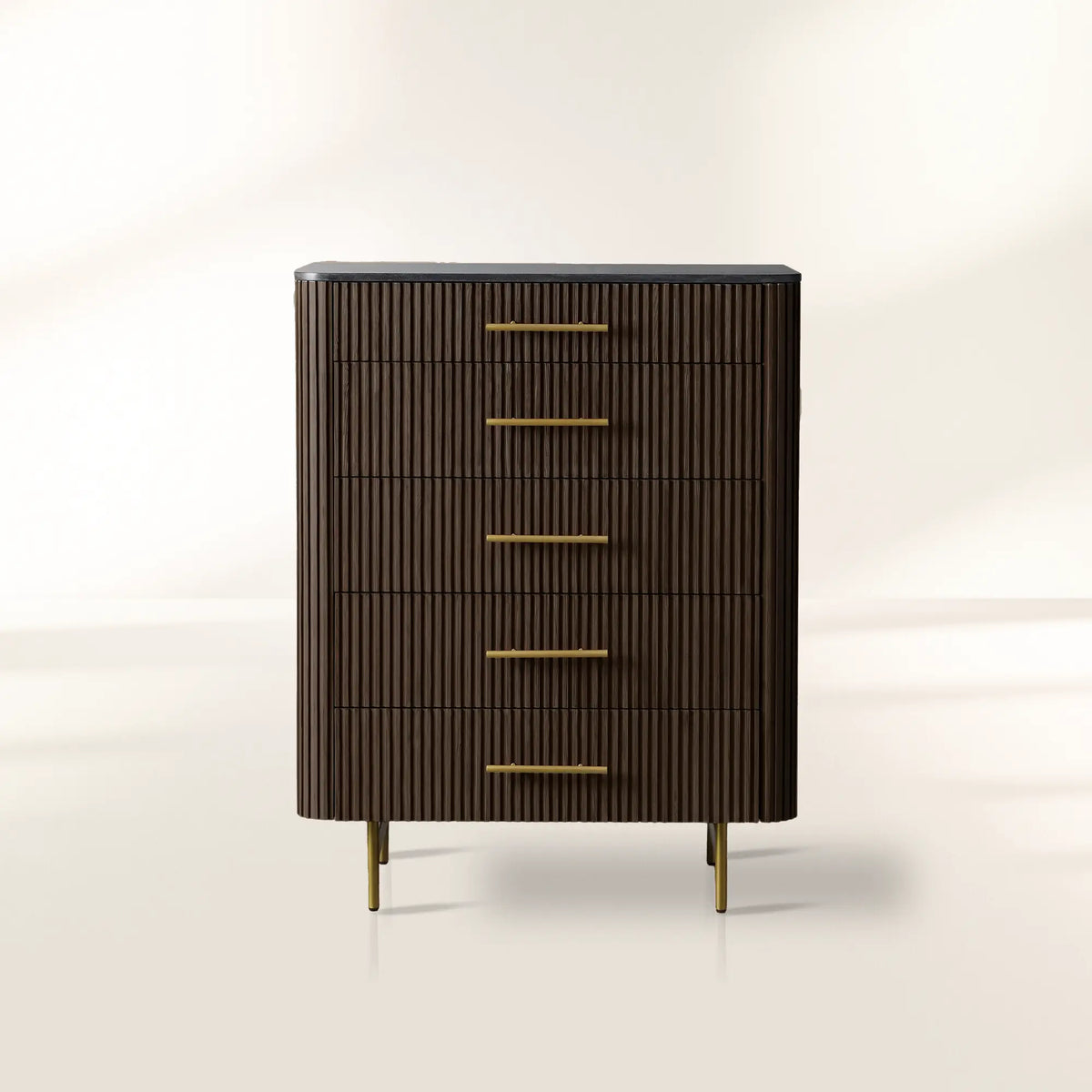 Finnley Marble Top Five-Drawer Dresser Wood Drawer Chest Cabinet