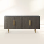 Finnley Rural Buffet Sideboard Marble Top Media TV Cabinet Wood Entryways Storage Cabinet