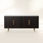 Finnley Rural Buffet Sideboard Marble Top Media TV Cabinet Wood Entryways Storage Cabinet