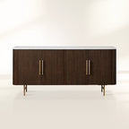 Finnley Rural Buffet Sideboard Marble Top Media TV Cabinet Wood Entryways Storage Cabinet
