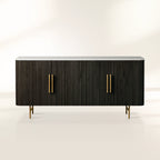 Finnley Rural Buffet Sideboard Marble Top Media TV Cabinet Wood Entryways Storage Cabinet