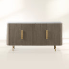 Finnley Rural Buffet Sideboard Marble Top Media TV Cabinet Wood Entryways Storage Cabinet