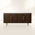 Finnley Rural Buffet Sideboard Marble Top Media TV Cabinet Wood Entryways Storage Cabinet