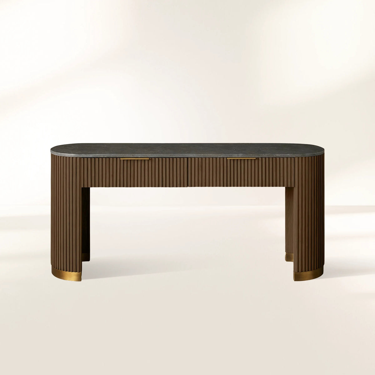 Finnley Stone Top Storage Console Table Solid Wood Hallway Entryway Table Entrance Cabinet with Drawers