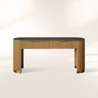 Finnley Stone Top Storage Console Table Solid Wood Hallway Entryway Table Entrance Cabinet with Drawers