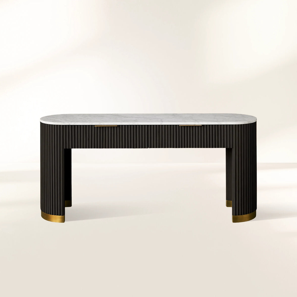 Finnley Stone Top Storage Console Table Solid Wood Hallway Entryway Table Entrance Cabinet with Drawers