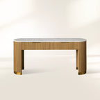 Finnley Stone Top Storage Console Table Solid Wood Hallway Entryway Table Entrance Cabinet with Drawers