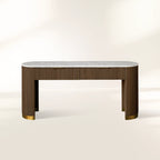 Finnley Stone Top Storage Console Table Solid Wood Hallway Entryway Table Entrance Cabinet with Drawers