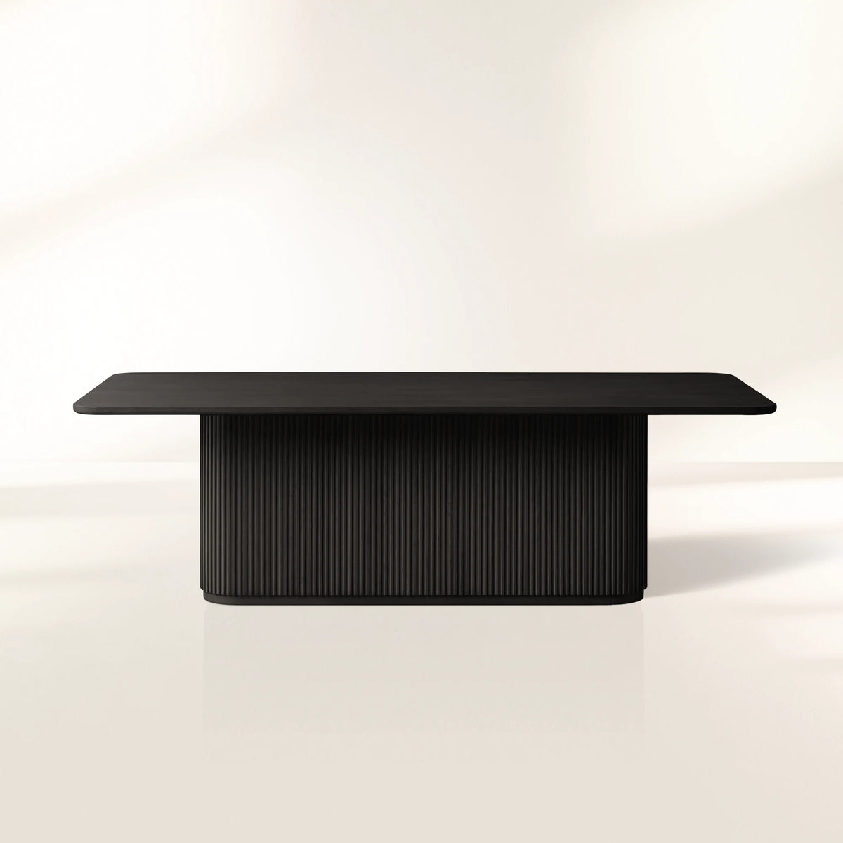 Finnley Wood Modern Rectangle Dining Table with Reeded Detailing Base