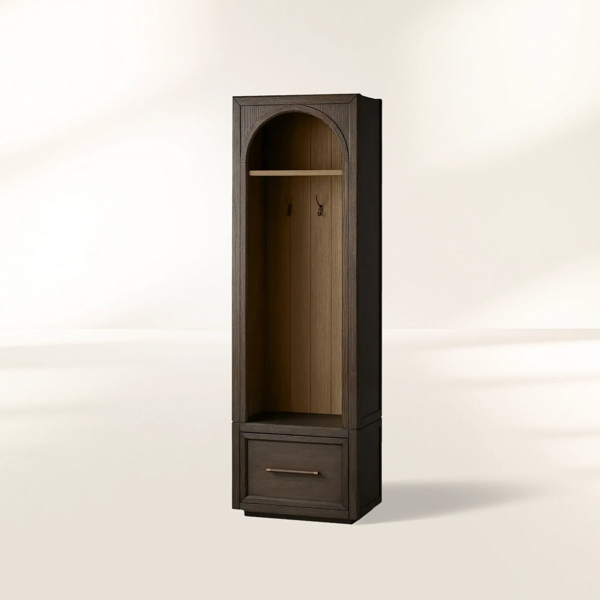 Hattie Solid Oak Entryway Cabinet Hand-Crafted with Hooks & Drawers