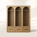 Hattie Solid Oak Entryway Cabinet Hand-Crafted with Hooks & Drawers
