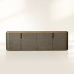 Harrow Media Console Faux Shagreen Finish Media Console with Oak Wood TV Stand