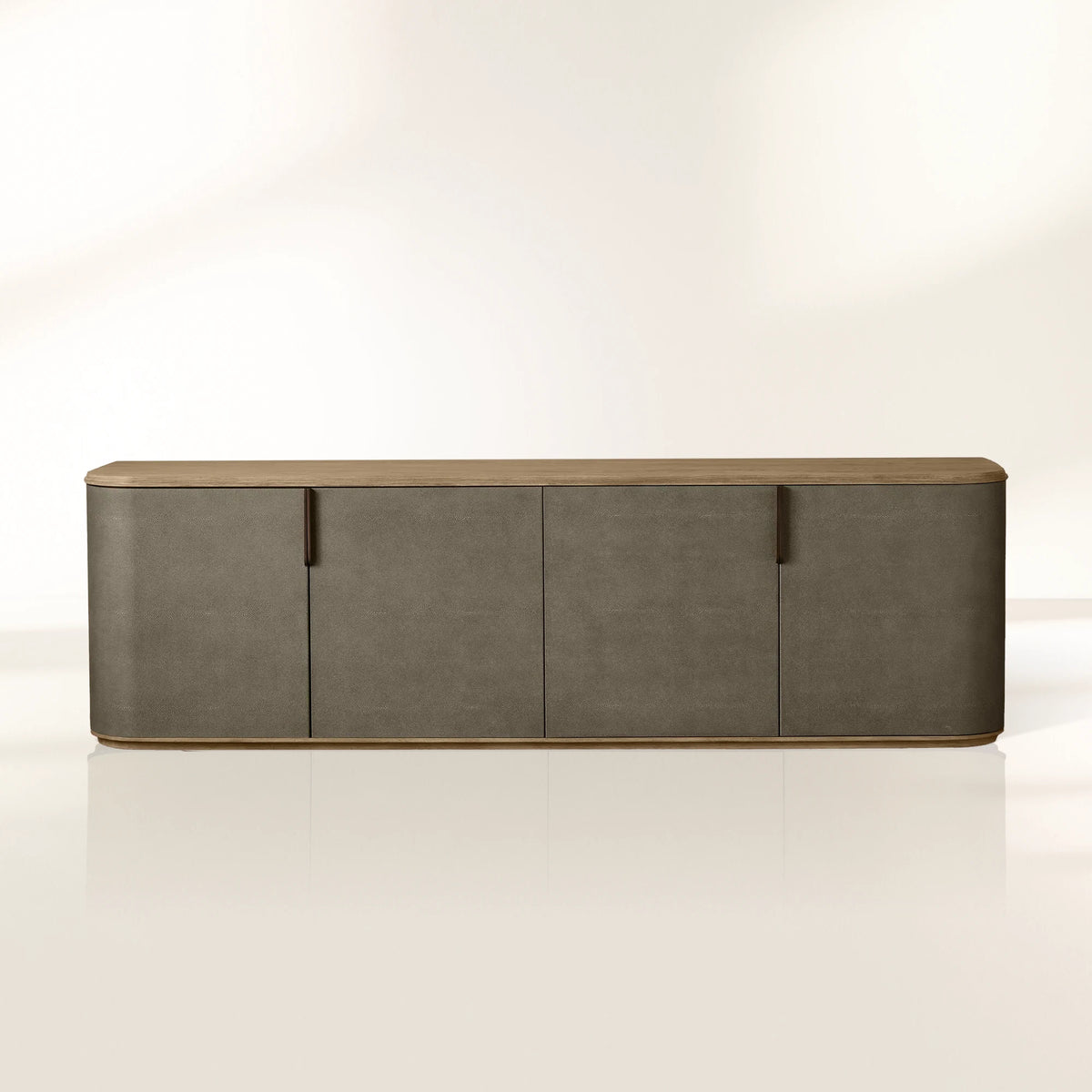 Harrow Media Console Faux Shagreen Finish Media Console with Oak Wood TV Stand