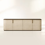 Harrow Media Console Faux Shagreen Finish Media Console with Oak Wood TV Stand