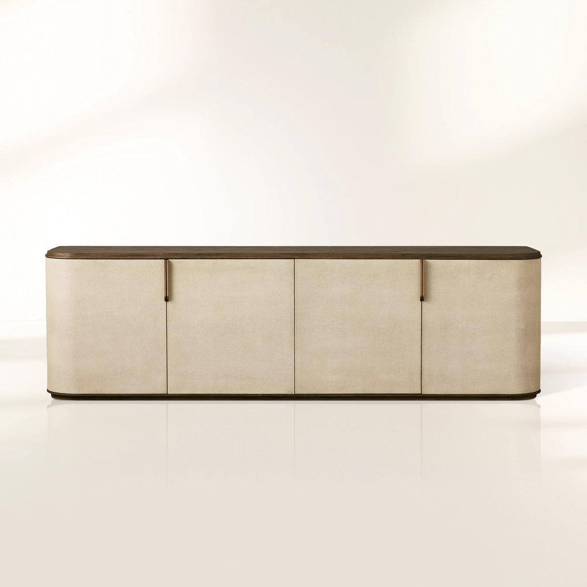 Harrow Media Console Faux Shagreen Finish Media Console with Oak Wood TV Stand