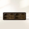 Hattie Solid Oak Media Console TV Stand with Arched Cabinet Design