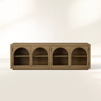 Hattie Solid Oak Media Console TV Stand with Arched Cabinet Design