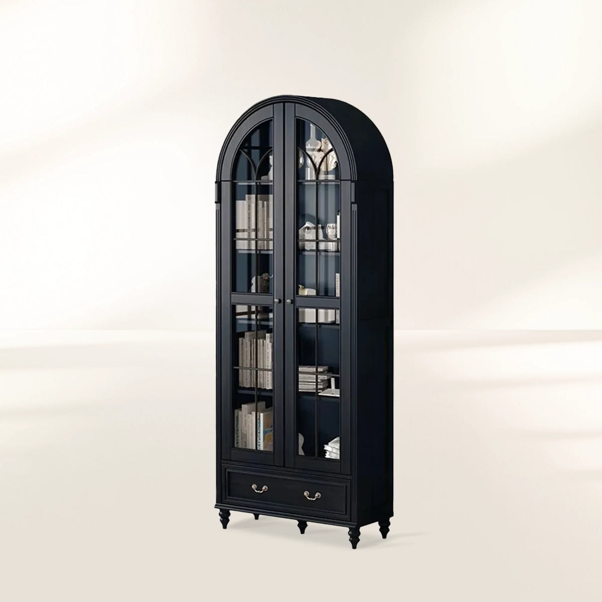 Hattie II Glass tall Display Cabinet Wood Classical European Design