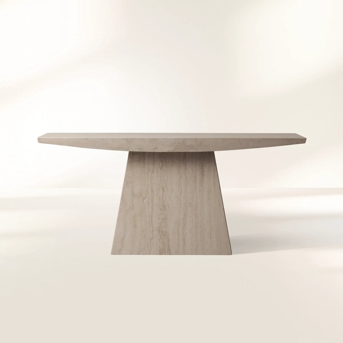 Ilaria Stone Entrance Console Table with Light Travertine Hallway Entryway Table Natural Style
