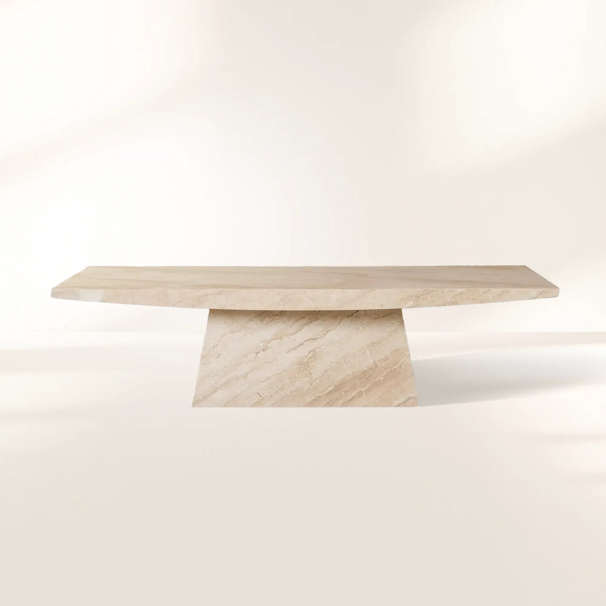 Ilaria Stone Coffee Table Beige Coralle Marble Pedestal Cocktail Table Living Room Center Tea Table