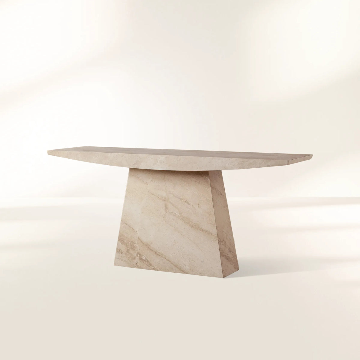 Ilaria Coralle Marble Stone Entryway Console Table with Natural Beige Stone Hallway Entrance Table