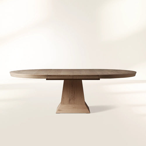 Table de salle à manger extensible Leighton, ronde, en bois, de style champêtre, avec rallonges