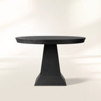 Leighton Modern Country Round Wood Dining Table with Timeless Pedestal Design