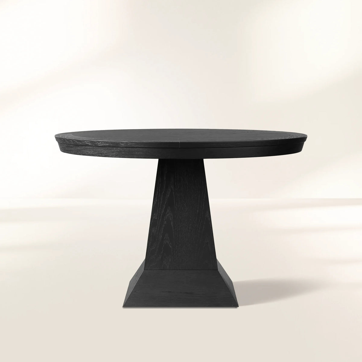 Leighton Modern Country Round Wood Dining Table with Timeless Pedestal Design
