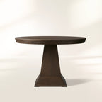 Leighton Modern Country Round Wood Dining Table with Timeless Pedestal Design