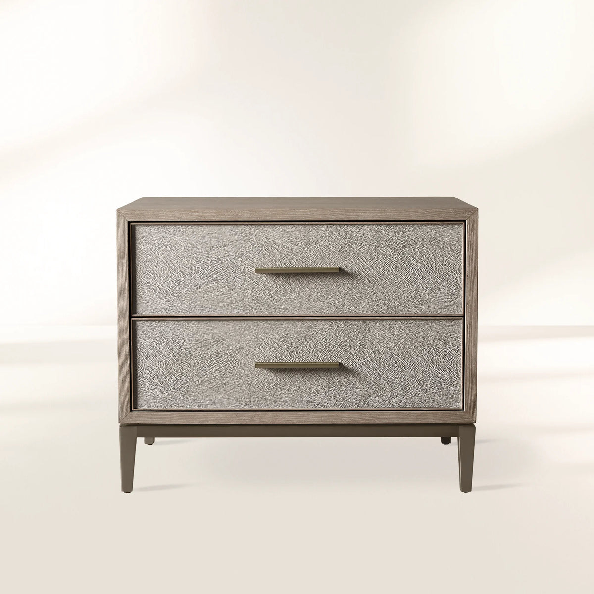 Malone Wood Nightstand with Leather Insets 2-Drawer Cabinet Nightside Table