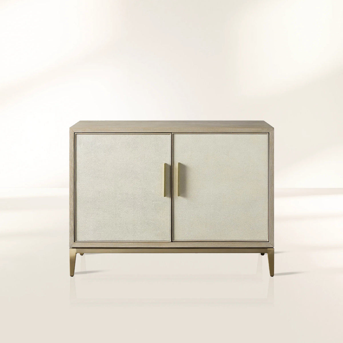 Malone Holz-Buffet-Sideboard, zweitüriger Eingangsschrank mit geprägtem Shagreen-Leder