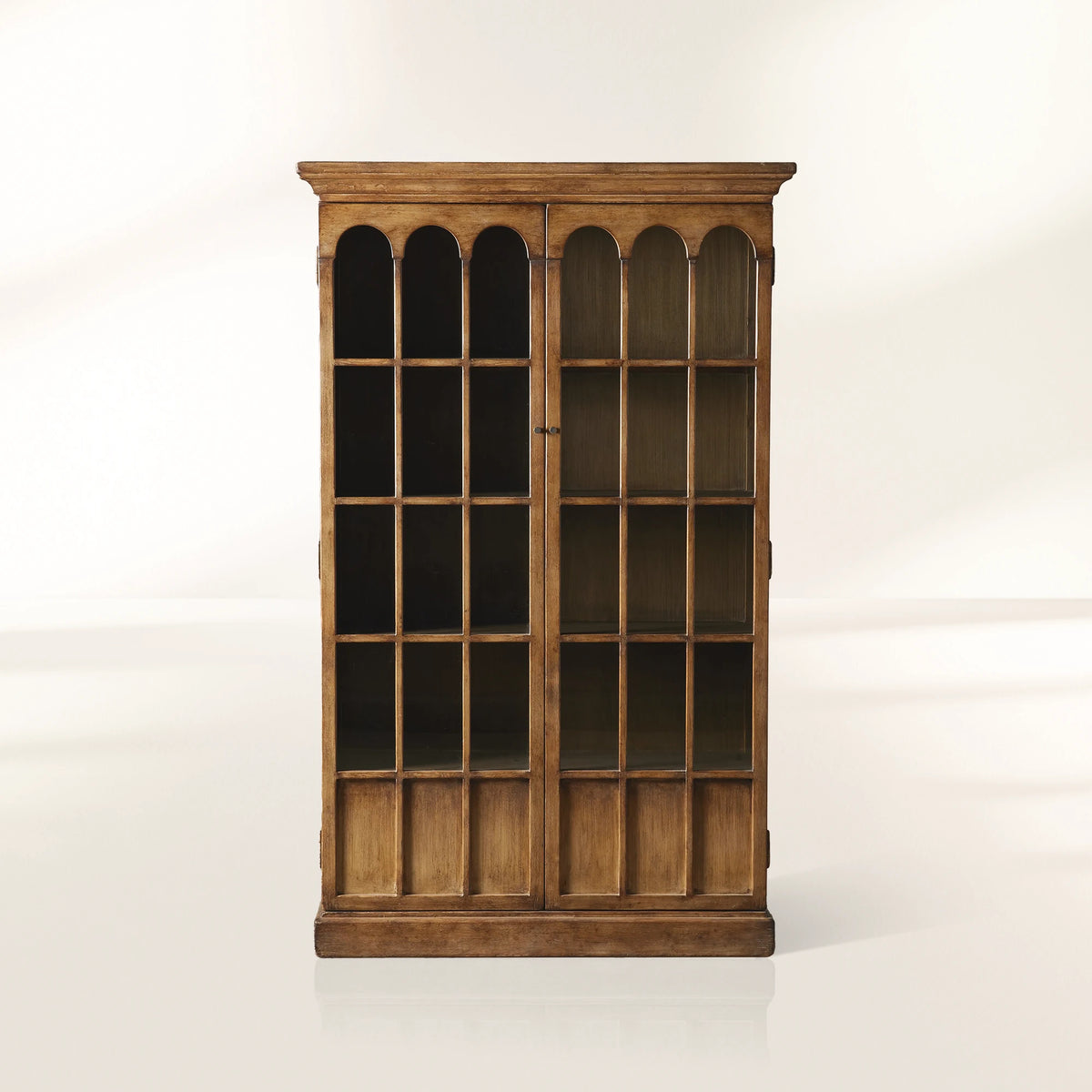 Merritt Wood Living Tall Display Cabinet Vintage Bookcase Solid Pine Entryways Sideboard Storage Cabinet