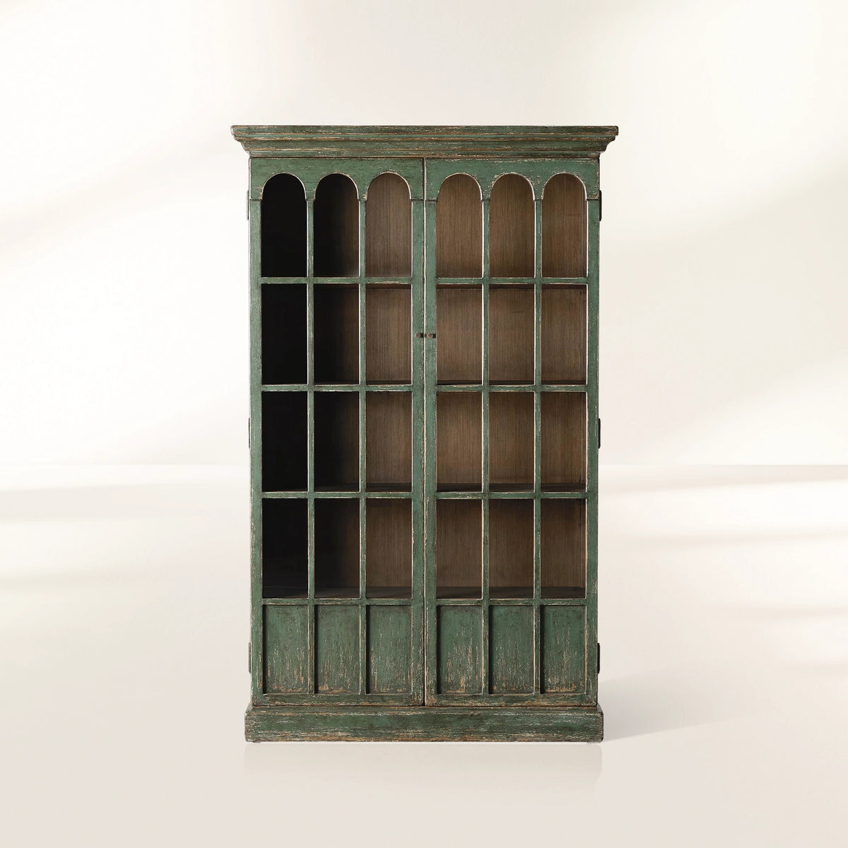 Merritt Wood Living Tall Display Cabinet Vintage Bookcase Solid Pine Entryways Sideboard Storage Cabinet