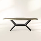 Table de salle à manger en métal recyclé avec piètement en fer Vertex et surface unique