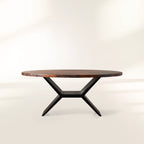 Table de salle à manger en métal recyclé avec piètement en fer Vertex et surface unique