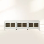Meuble TV modulaire Rowan avec porte vitrée, buffet en acajou, meuble de rangement pour télévision en bois