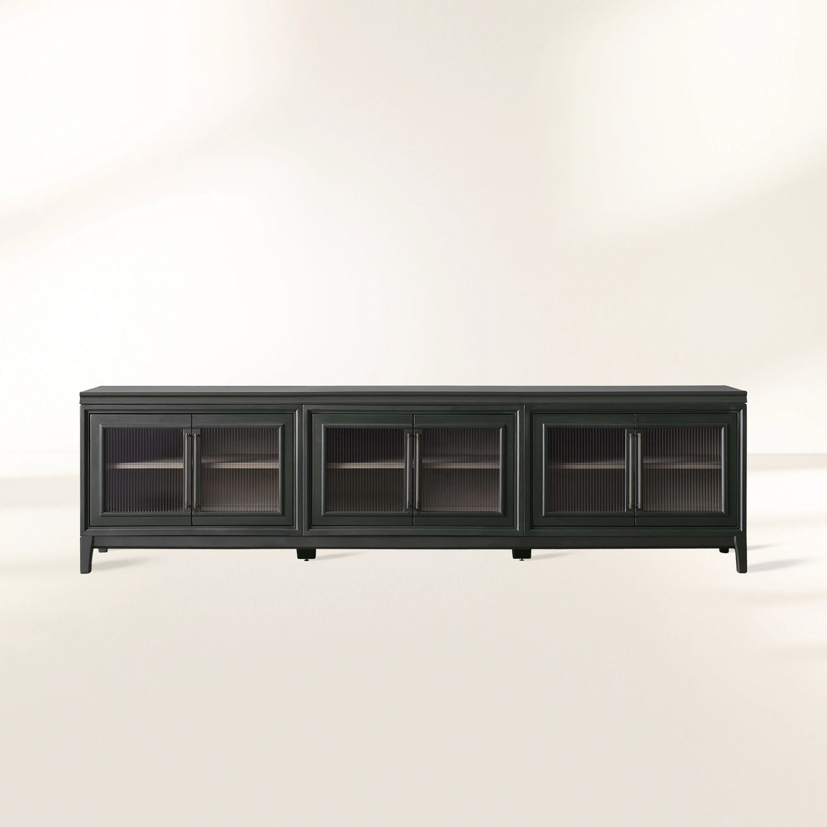 Meuble TV modulaire Rowan avec porte vitrée, buffet en acajou, meuble de rangement pour télévision en bois
